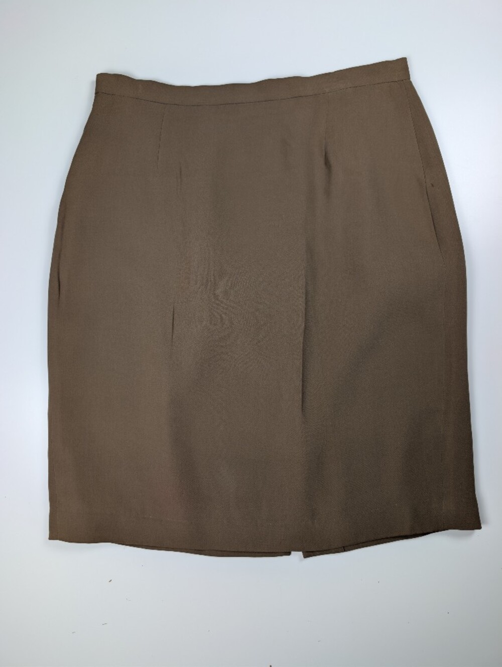 Josephine Chaus Petite 100% Silk Skirt Womens 10P Brown Pencil 90s Vintage